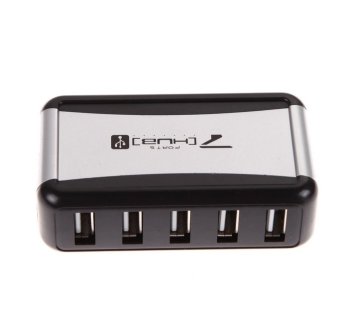 7 Port USB 2.0 High Speed Hub with US Plug AC Power Adapter Cablefor PC Laptop