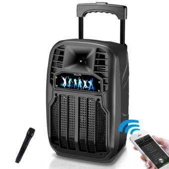 8 Inch Luggage Style Outdoor plaza Portable PA DJ Sound System Speaker with Wireless Microphone, USB/3.5mm Jack Audio Input Telescoping Handle   Wheels(Black) - intl