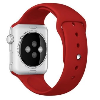 สร้อยข้อมือสายรัดซิลิโคนกีฬาสำหรับ Apple Watch iwatch 42มม (สีแดง)