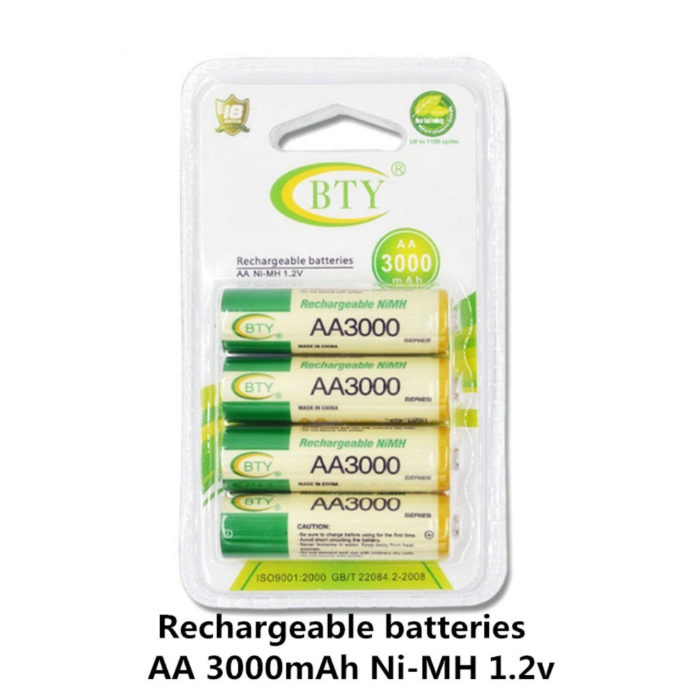 BTY ถ่านชาร์จ AA 3000 mAh NIMH Rechargeable Battery 4 ก้อน BTY ถ่านชาร์จ AA 3000 mAh NIMH Rechargeable Battery 4 ก้อน