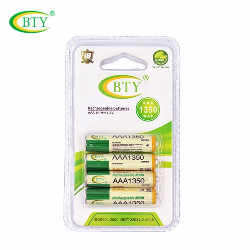 BTY ถ่านชาร์จ AAA 1350 mAh NIMH Rechargeable Battery 4 ก้อน BTY ถ่านชาร์จ AAA 1350 mAh NIMH Rechargeable Battery 4 ก้อน