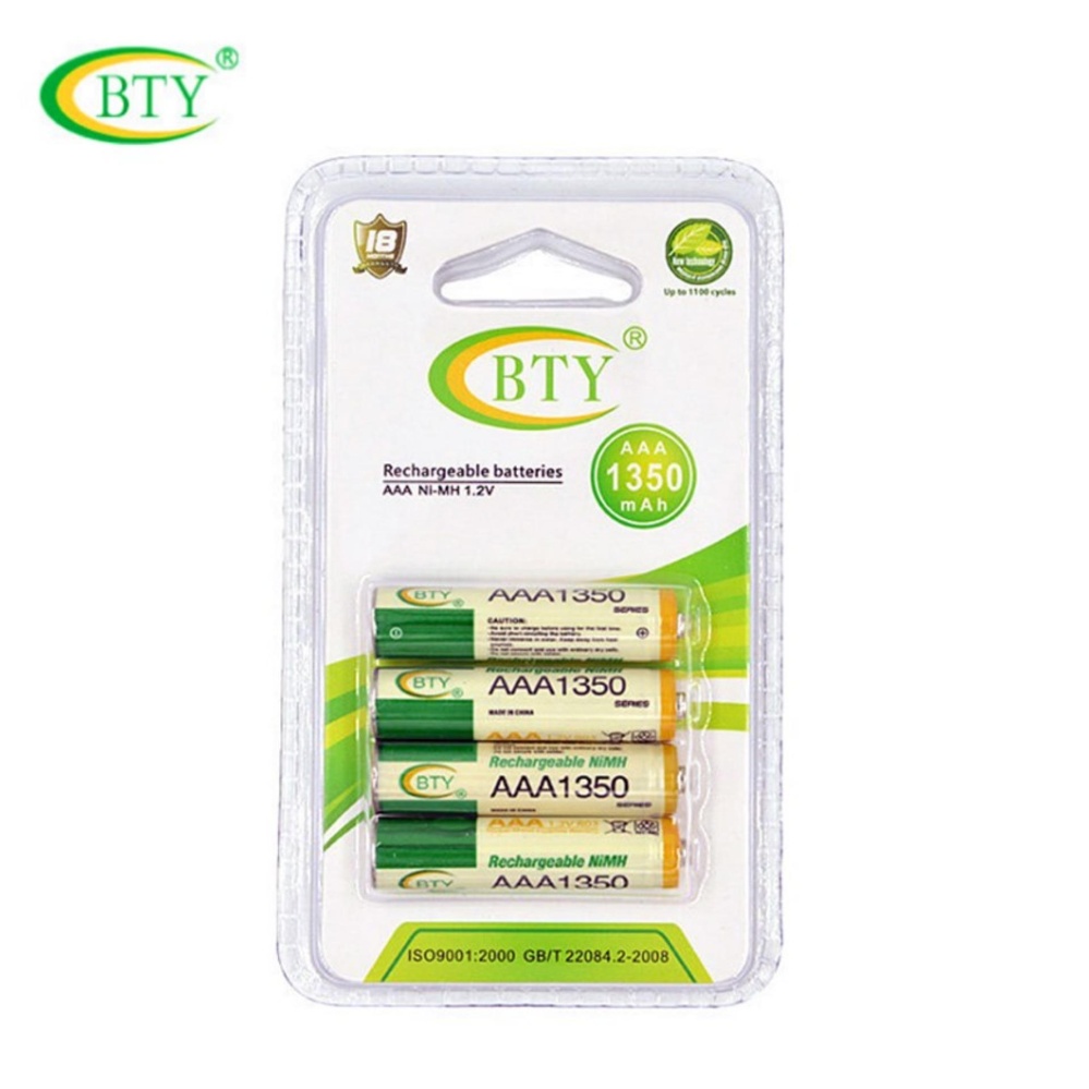 BTY ถ่านชาร์จ AAA 1350 mAh NIMH Rechargeable Battery 4 ก้อน BTY ถ่านชาร์จ AAA 1350 mAh NIMH Rechargeable Battery 4 ก้อน