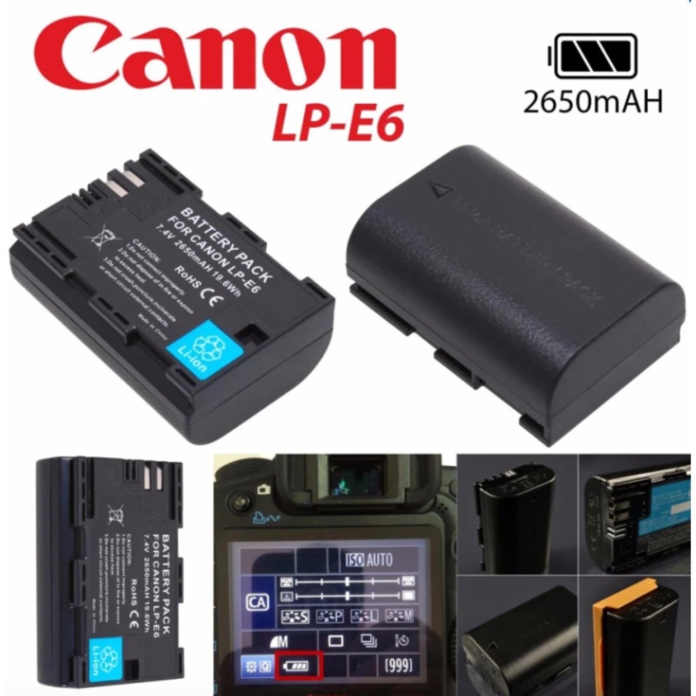 แบตเตอรี่กล้อง Canon LP E6 Li-ion Battery LP-E6 LPE6 2650mAh for Canon 6D 5D Mark III 5D Mark II 7D 60D Camera แบตเตอรี่กล้อง Canon LP E6 Li-ion Battery LP-E6 LPE6 2650mAh for Canon 6D 5D Mark III 5D Mark II 7D 60D Camera