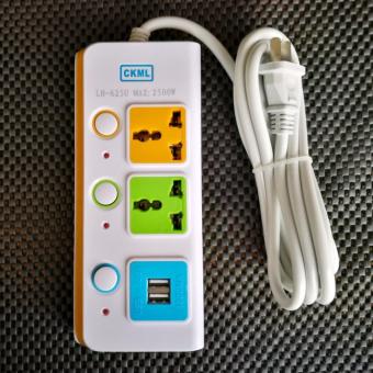 ปลั้กสายต่อพ่วง CKML LH-625U  PLUG 2  SOCKET + 2 USB Charging  สายยาว 2 เมตร
