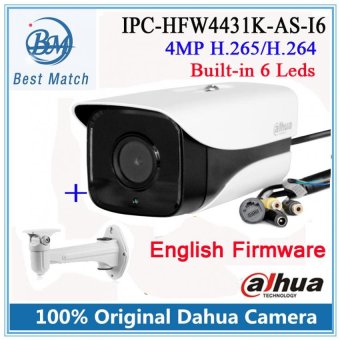 Dahua HFW4431K-AS-I6  4MP Support POE SD Card slot Audio/Alarm 1/1ch IR Bullet IP Camera  English Firmware With Bracket  Lens:6mm - intl