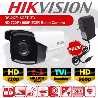 DS-2CE16C3T-IT3 CCTV กล้องวงจรปิด ทรงกระบอก HD 1.3 MP ล้านพิกเซล EXIR แบบใหม่ 2017 กล้อง 720p / 960p เลนส์  3.6mm + ฟรีอะแดปเตอร์ + ฟรีขายึดกล้อง ( DS-2CE16C0T-IR / DS-2CE16C0T-IT3 )