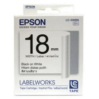 EPSON LABELWORKS LC-5WBN เทป พิมพ์ ฉลาก เอปสัน อักษรดำบนพื้นขาว EPSON LABELWORKS LC-5WBN เทป พิมพ์ ฉลาก เอปสัน อักษรดำบนพื้นขาว
