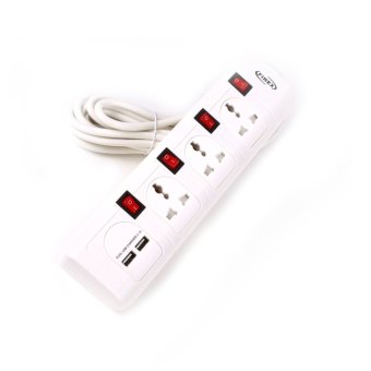 FINEX ปลั๊กไฟ ปลั๊กเอนกประสงค์ 3 Socket Plug with 4 switch+USB2.1A รุ่น JW-935 - สีขาว-