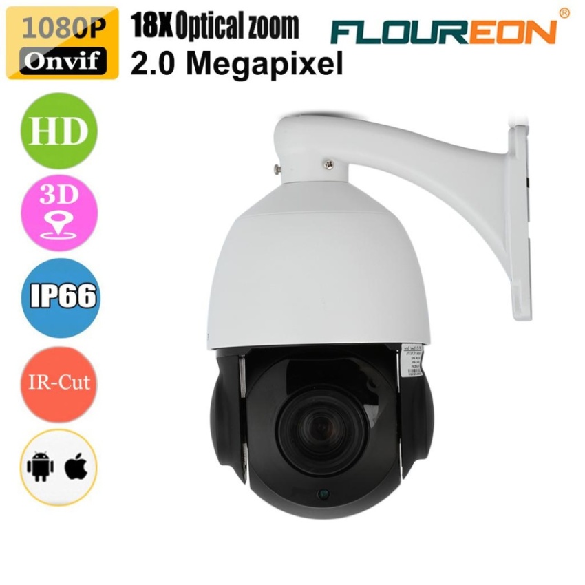 FLOUREON 1080P Dome IP Camera 4.7-84.6mm 18X ZOOM Waterproof CCTV Security IR-CUT PTZ US Plug - intl