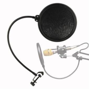 Gion-สตูดิโอไมโครโฟน Studio Microphones Mic Pop Filter Mask Shield Protection - Black