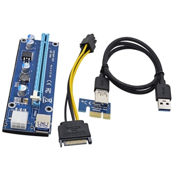 (High Quality) PCI-E PCI Express Riser Card 1x to 16x Extension USB 3.0 Cable- 15Pin SATA to 6Pin Power Cord for BTC Miner(Cable Length 60CM) (High Quality) PCI-E PCI Express Riser Card 1x to 16x Extension USB 3.0 Cable- 15Pin SATA to 6Pin Power Cord for BTC Miner(Cable Length 60CM)
