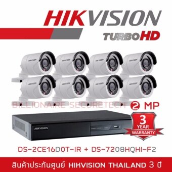 HIKVISION ชุดกล้องวงจรปิด 2 MP DS-7208HQHI-F2 + DS-2CE16D0T-IR*8 (3.6 mm) HIKVISION ชุดกล้องวงจรปิด 2 MP DS-7208HQHI-F2 + DS-2CE16D0T-IR*8 (3.6 mm)