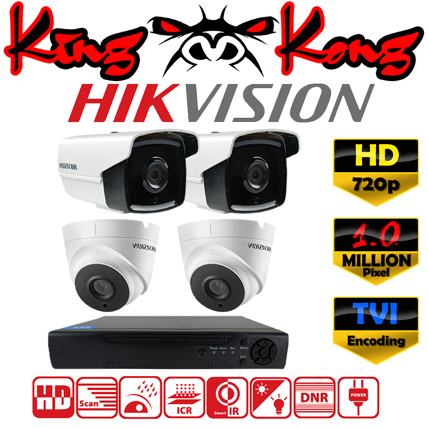 Hikvision ชุดกล้องวงจรปิดกล้อง 4CH CCTV AHD TVI CVI CCTV KIT/SET กล้อง 4ตัว ทรงกระบอก และโดม 1.0 MP HD และอนาล็อก เครื่องบันทึก 4ช่อง 1080N DVR, NVR, AHD, TVI, CVI, Analog DS-2CE16C0T-IT3 & DS-2CE56C0T-IT3 Hikvision ชุดกล้องวงจรปิดกล้อง 4CH CCTV AHD TVI CVI CCTV KIT/SET กล้อง 4ตัว ทรงกระบอก และโดม 1.0 MP HD และอนาล็อก เครื่องบันทึก 4ช่อง 1080N DVR, NVR, AHD, TVI, CVI, Analog DS-2CE16C0T-IT3 & DS-2CE56C0T-IT3