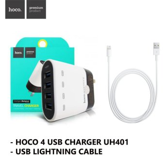 HOCO UH-401 Travel Charger 4 USB ชาร์จอุปกรณ์ได้ 4 พอร์ตพร้อมกัน(White)+USB Lightning Cable 1M HOCO UH-401 Travel Charger 4 USB ชาร์จอุปกรณ์ได้ 4 พอร์ตพร้อมกัน(White)+USB Lightning Cable 1M