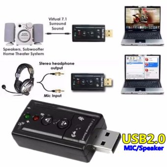 ประเทศไทย JJ USB 2.0 Sound card usb SOUND External USB Virtual 7.1-Black