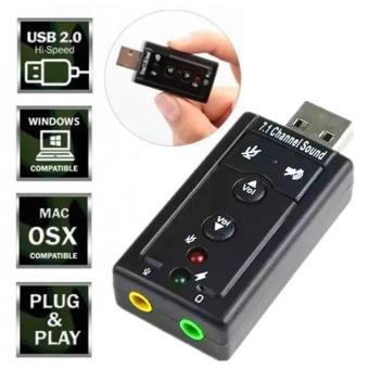 ราคา JJ ซาวน์การ์ด ยูเอสบี คอมพิวเตอร์ โน็ตบุ๊ค พกพา อเนกประสงค์ USB Sound Adapter External USB 2.0 Virtual 7.1 Channel-Black