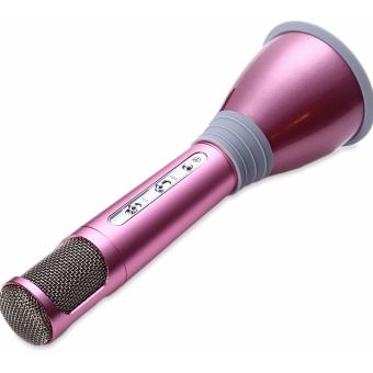 K068 ไมโครโฟนคาราโอเกะ+ลำโพงสเตอริโอในตัว บลูทูธไร้สาย รุ่นพกพาสะดวก Mobile Phone Karaoke Condenser Wireless Bluetooth Microphone - (Pink)