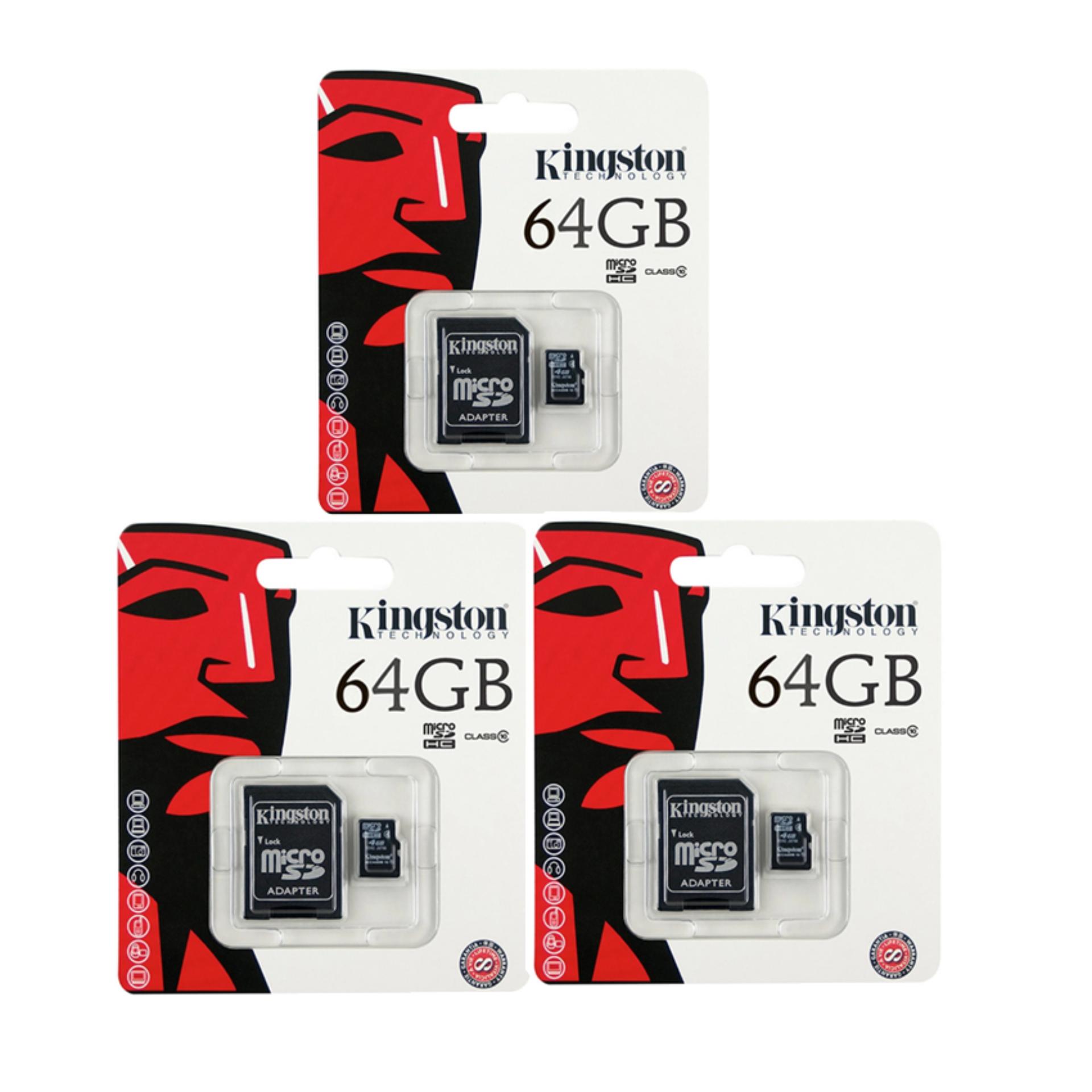 Kingston เมมโมรี่การ์ด Micro SDHC 64 GB Class 10 3pcs Kingston เมมโมรี่การ์ด Micro SDHC 64 GB Class 10 3pcs