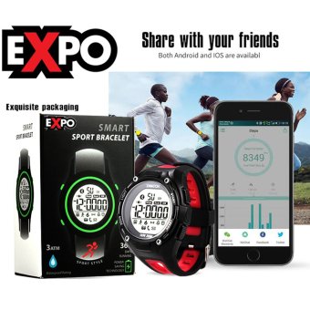 (LBD) I-SMART EXPO 2017 นาฬิกาออกกำลังกาย สมาร์ทวอช์ XWatch Sport Smart Watch Waterproof Dust-proof Night For Android Bluetooth - สีดำ