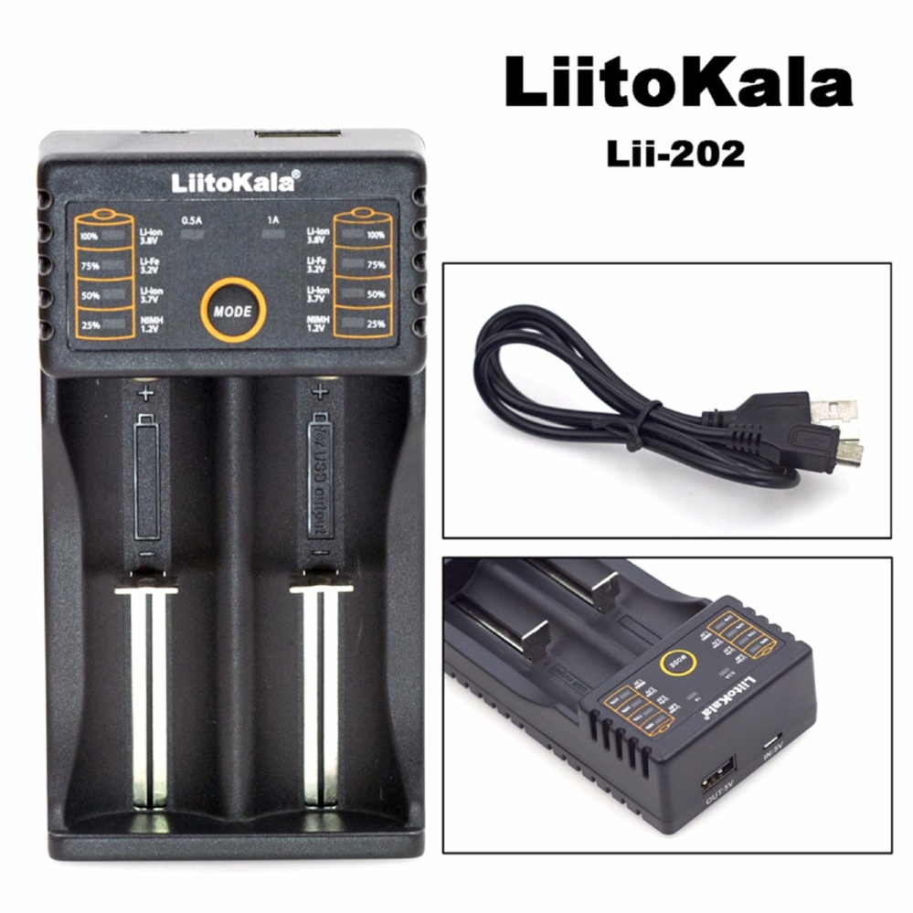 เครื่องชาร์จอัจฉริยะ LiitoKala Lii-202 พร้อมสายชาร์จ เครื่องชาร์จอัจฉริยะ LiitoKala Lii-202 พร้อมสายชาร์จ