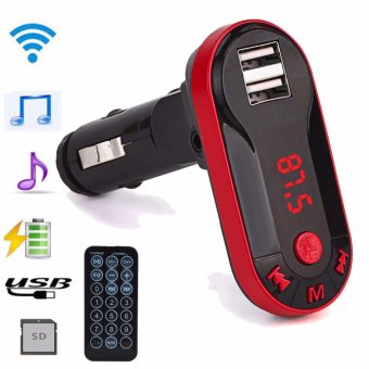 MeDiscount เปิดเพลงผ่าน bluetooth / USB / SDCARDเข้าเครื่องเสียงรถยนต์ LCD Wireless Bluetooth Car Kit MP3Player FM Transmitter USB 2 ช่อง (สีดำ)