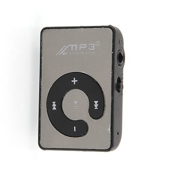 Mini klip Mp3 player/Olahraga cermin Mp3 SD/kartu tombol C disebutTF MP3 media musik + headphone + kabel usb (Hitam)