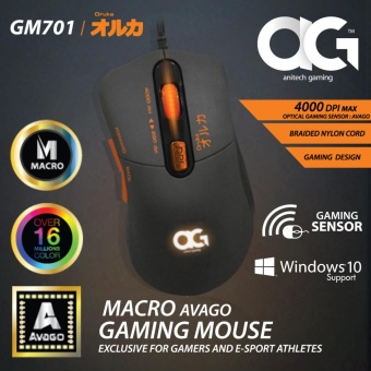 2561 เมาส์ MOUSE Anitech GM701 Macro AvaGo Gaming Mouse Exclusive for Gamers and E-Sport Athletes