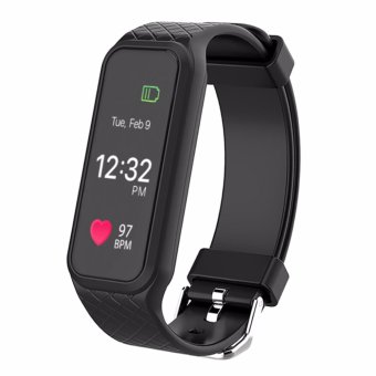 New Arrive 2017 หน้าจอสี รุ่นล่าสุด Color Screen Heart Rate MonitorLED Display Watch Touch Screen Bluetooth IOS Android - สีดำ