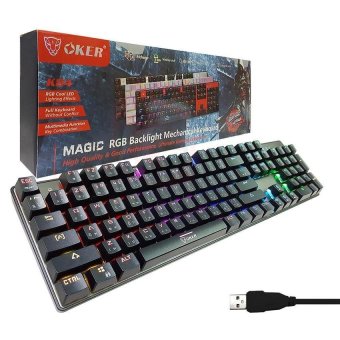 ประเทศไทย OKER Magic RGB Backlight Mechanical Keyboard Blue Switch รุ่น K84 (สีดำ)