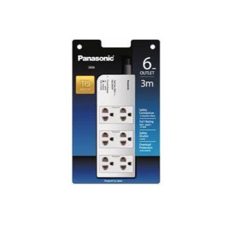 PANASONIC รางปลั๊กพ่วงป้องกันไฟกระชาก 6ที่ สายไฟยาว 3 เมตร รุ่นWCHG2836 (สีขาว)