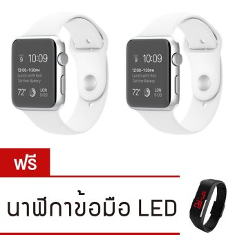 Person นาฬิกาโทรศัพท์ Bluetooth Smart Watch รุ่น A8 Phone watch แพ็คคู่ (White) ฟรี นาฬิกา LED ระบบสัมผัส (คละสี)