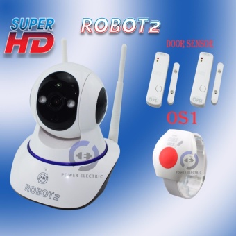 PSI ROBOT กล้องวงจรปิด อัจฉริยะ ONLINE ดูผ่านมือถือ WIFI IP CAMERA SECURITY SUPER HD รุ่น ROBOT2 + Door Sensor 2 ตัว + OS1 นาฬิกาแจ้งเตือนฉุกเฉิน 1 ตัว