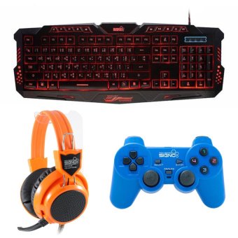 ซื้อ/ขาย SIGNO ชุด คีย์บอร์ด + หูฟัง + จอย รุ่น KB-719,HP-802,GP-801 (Black,Orange)