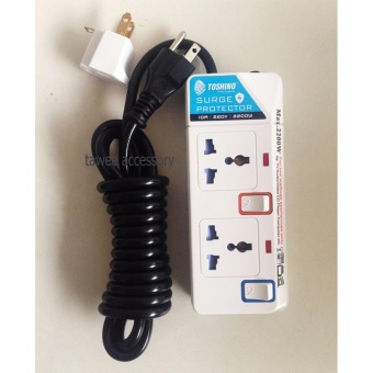 TOSHINO ปลั๊กไฟ แบบ 2 สวิตช์ 2 ช่องเสียบ ยาว2.7 เมตร  รุ่น E-912 สีขาว