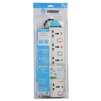 TOSHINO รางปลั๊กไฟ 5 ช่อง 5 สวิตช์ E-91510M สาย VCT 3x0.75 ยาว 10 เมตร