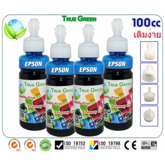 ราคา True Green inkjet refill Epson 100ml. all model : Cyan. (หมึกเติม Epson 4 ขวด)