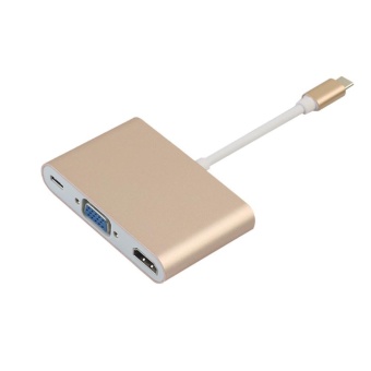ขายด่วน Type-C USB 3.1 to VGA 4Kx2K HDMI Type C Female Charger PD Converter Adapter(Gold) - intl ขายด่วน Type-C USB 3.1 to VGA 4Kx2K HDMI Type C Female Charger PD Converter Adapter(Gold) - intl