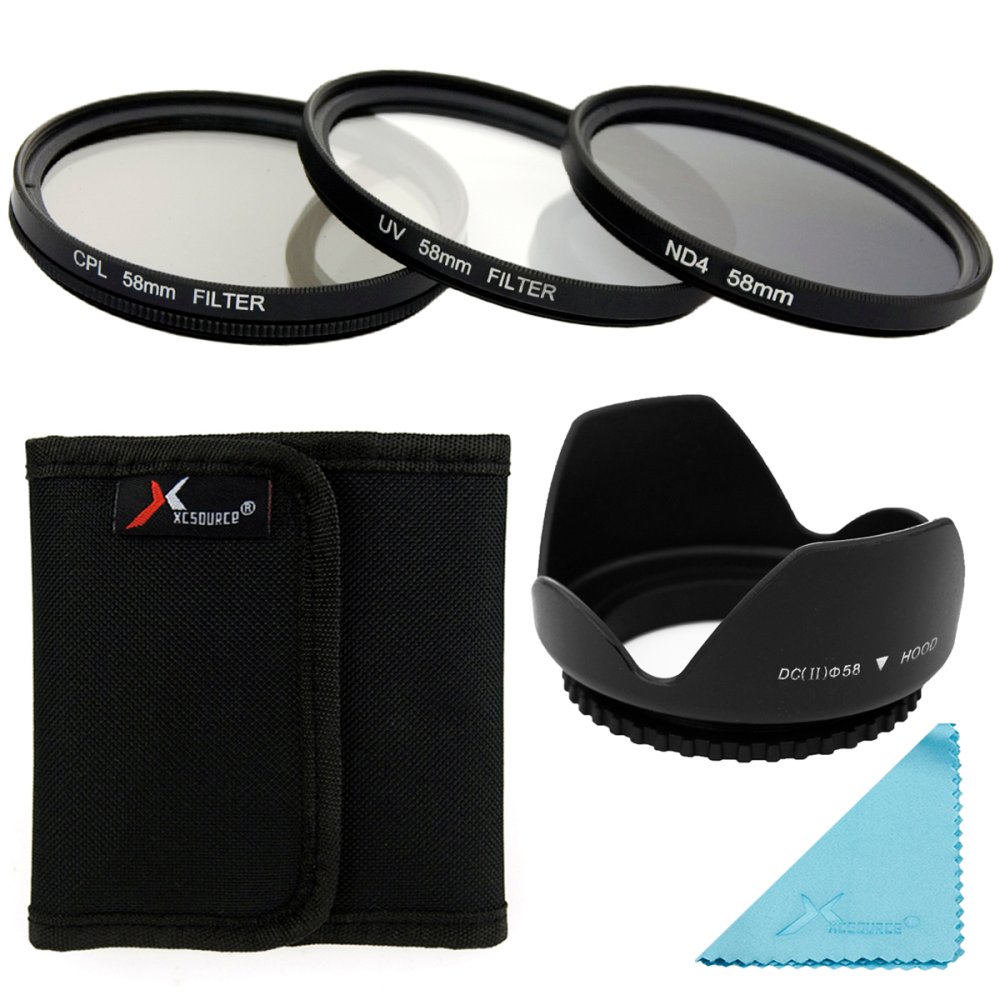 Xcsource ชุดเลนส์ UV CPL ND4 Filter Set + Lens Hood 58mm สำหรับ Canon 70D 60D 700D 650D 600D Xcsource ชุดเลนส์ UV CPL ND4 Filter Set + Lens Hood 58mm สำหรับ Canon 70D 60D 700D 650D 600D