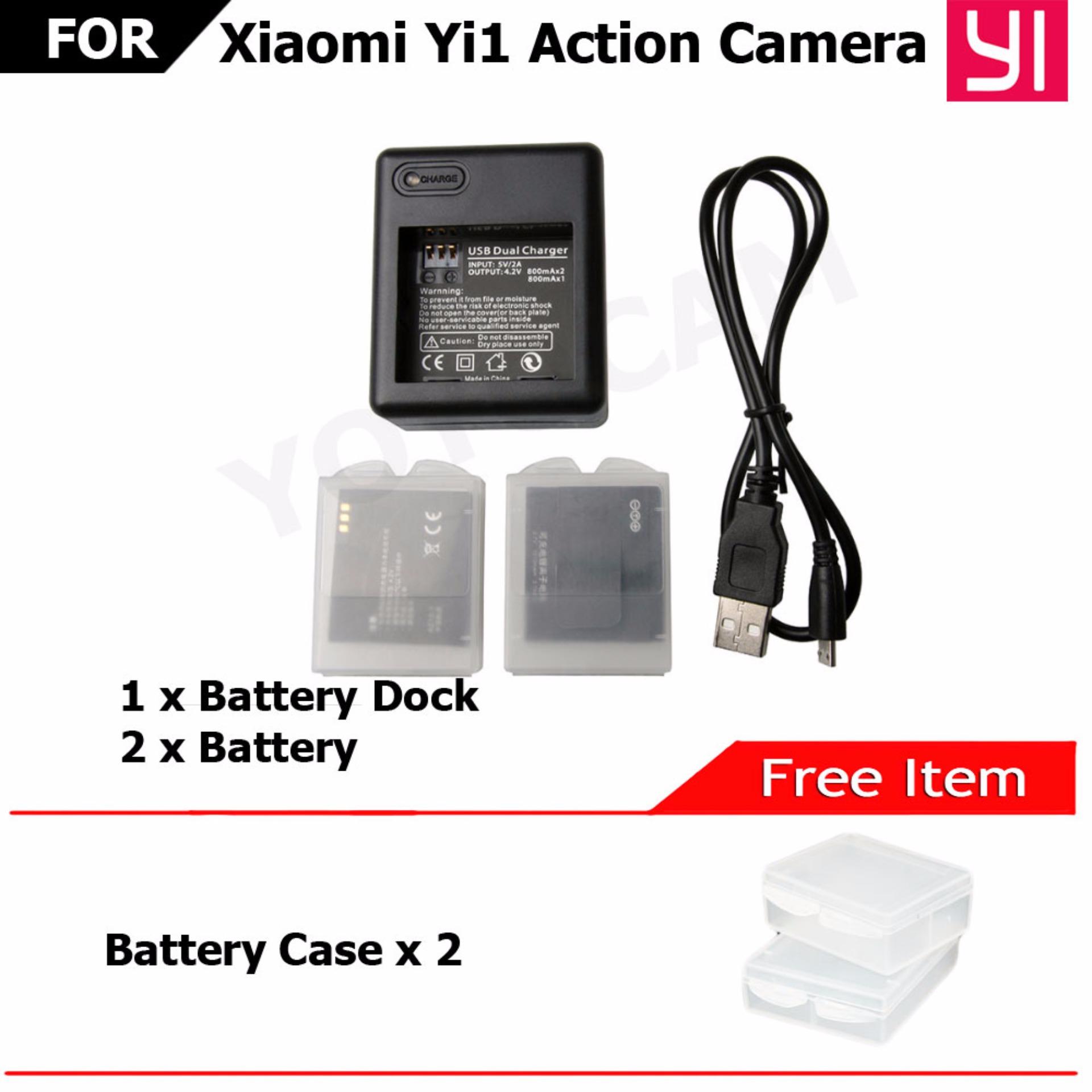 Xiaoyi 1010 mAH แบตเตอรรี่เสริม Xiaomi Yi Action Camera 2 แบต 1 แท่นชาร์จ ฟรี เคสใส่แบต 2 ชิ้น Xiaoyi 1010 mAH แบตเตอรรี่เสริม Xiaomi Yi Action Camera 2 แบต 1 แท่นชาร์จ ฟรี เคสใส่แบต 2 ชิ้น