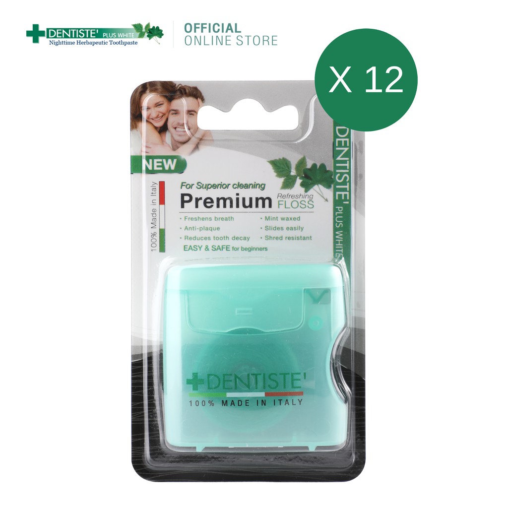 (แพ็ค 12) Dentiste' Dental Floss Italy 40m. (Green) ไหมขัดฟัน ทำความสะอาดคราบพลัค จับง่ายถนัดมือ เดนทิสเต้ ราคา 1,120 บาท*ส่งฟรี