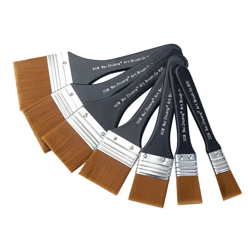 Bộ cọ vẽ phẳng họa sĩ bộ cọ rửa lớn lông nylon cho gesso sơn acrylic màu nước tường gỗ