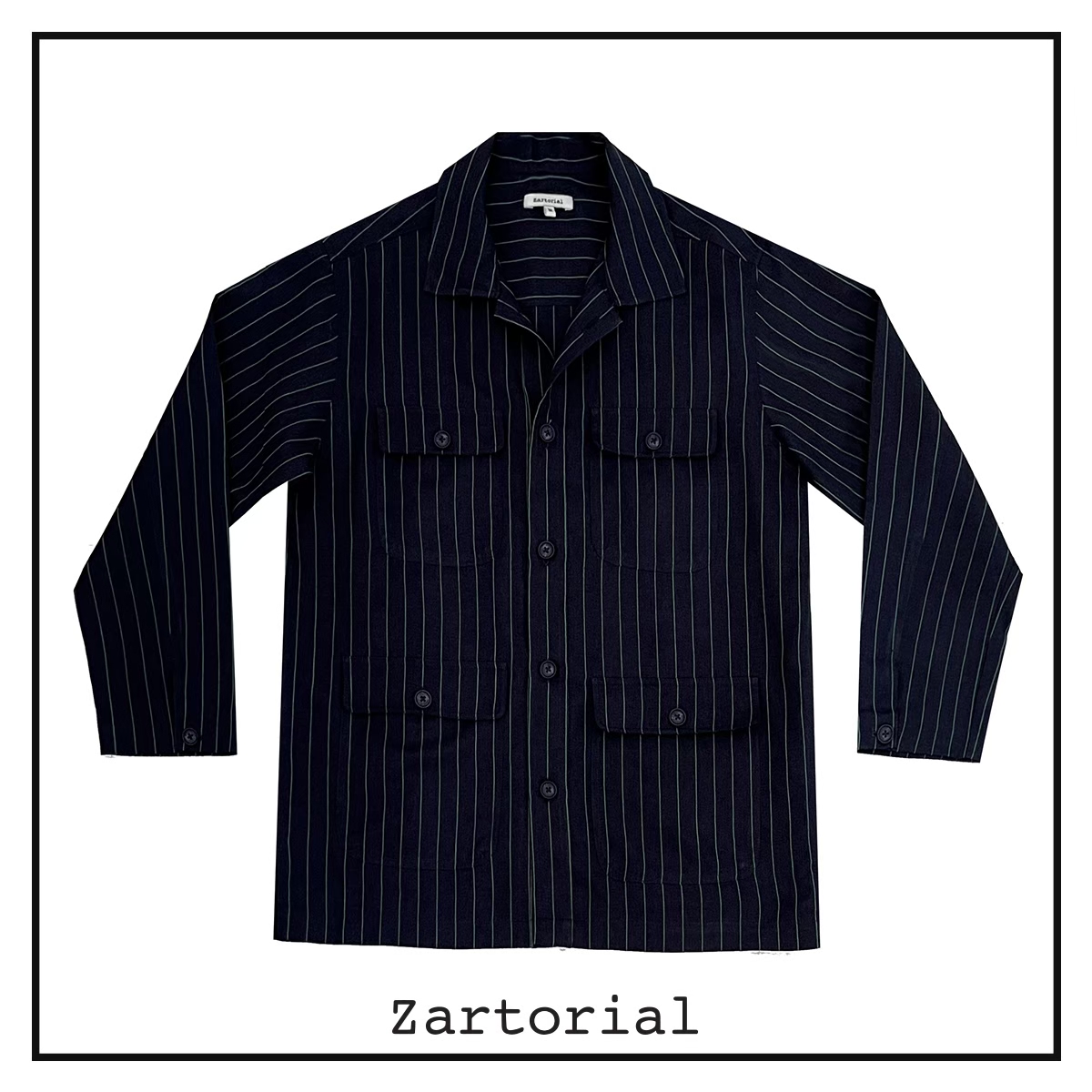 [Zartorial] Unisex Casual Striped Jacket แจ๊กเก็ตแขนยาว ผ้าคอตต้อน โพลีเอสเตอร์ ลายทาง เสื้อเเจ๊กเก็ตสไตล์ลำลอง ซัมเมอร์ลุค โททัลลุค