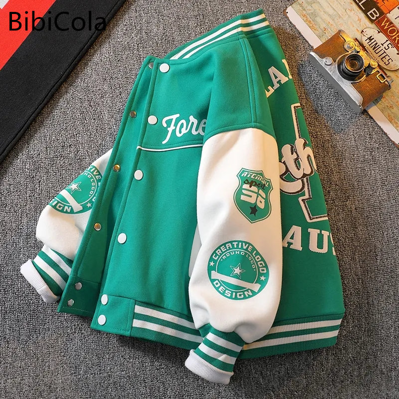 ZZOOI Fashion Baby Boy Baseball Jacket Spring Autumn Toddler Kids Green Black Letter Print Coat Sport Outwear Clothes 1 To 6Years Old ราคา  614 บาท*ส่งฟรี
