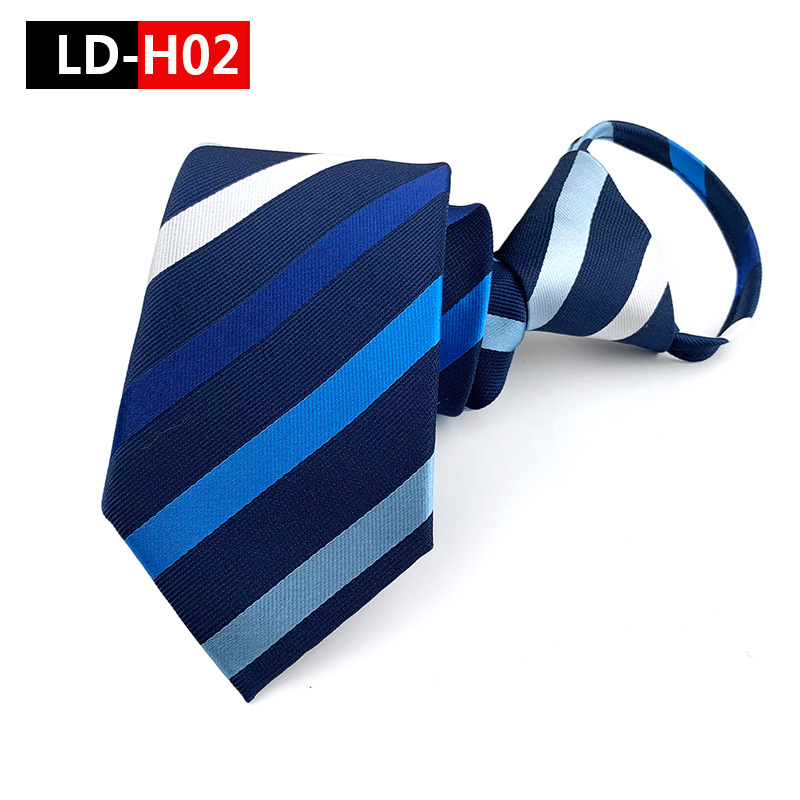 New Spot Tie Zipper Lazy Tie Fashion 7 Cm Striped Black Blue Tie Business Men