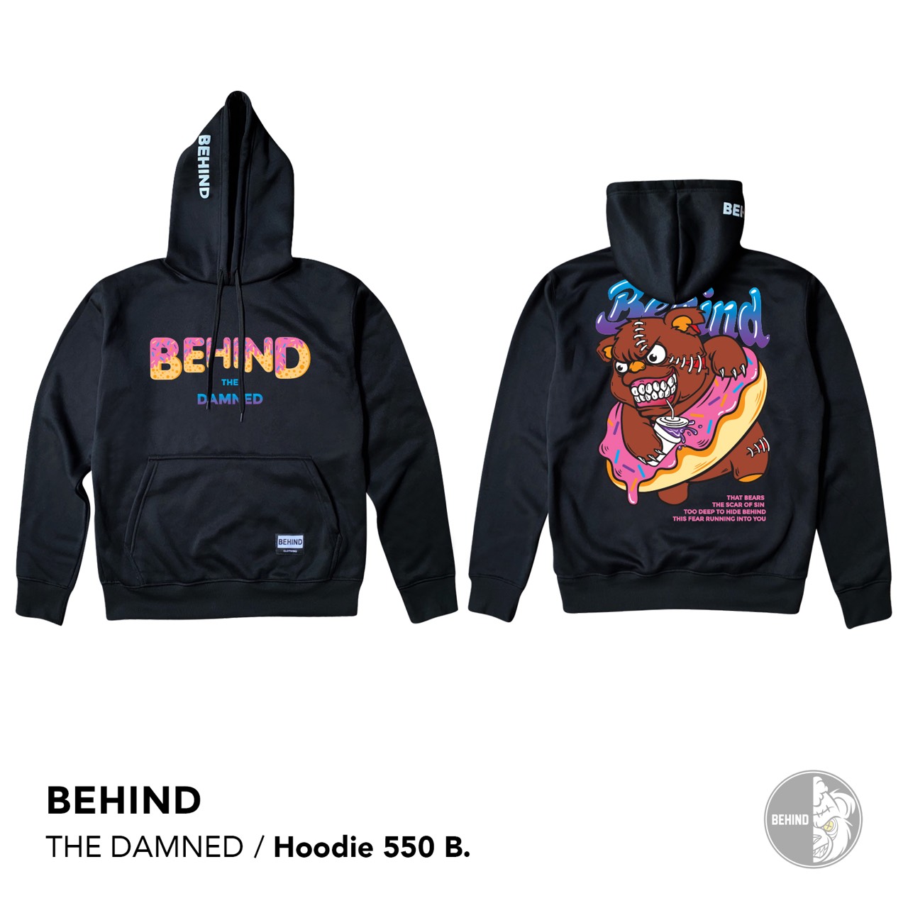 HOOD แบบสวม ผ้าสำลี แบรนด์ Behind ขนาด Free Size รอบอก 46 ยาว 28 นิ้ว