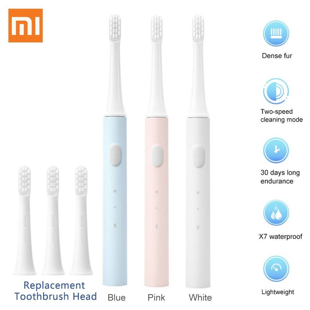T100 แปรงสีฟันไฟฟ้า Sonic Electric Toothbrush แปรงสีฟันไฟฟ้าอัลตราโซนิก แปรงสีฟันอัตโนมัติ USB ชาร์จ กันน้ำ IPX7