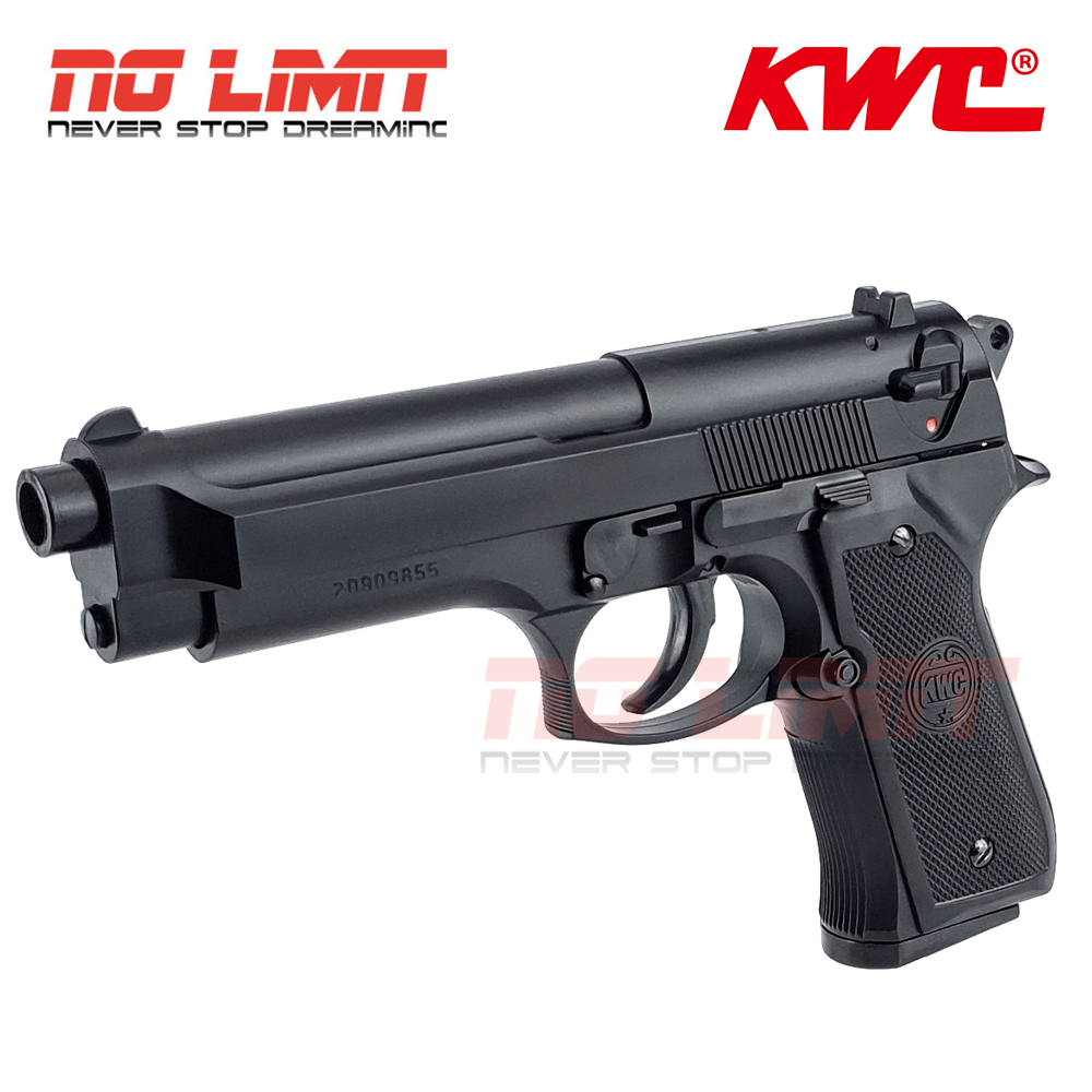 ปืนอัดลมสปริง KWC M92 Made in Taiwan ง้างนกได้ มีเซฟตี้ ชักยิงทีละนัด ขนาดสมจริง 1:1 วัสดุพลาสติก ABS ปืนบีบีกัน ปืนของเล่น
