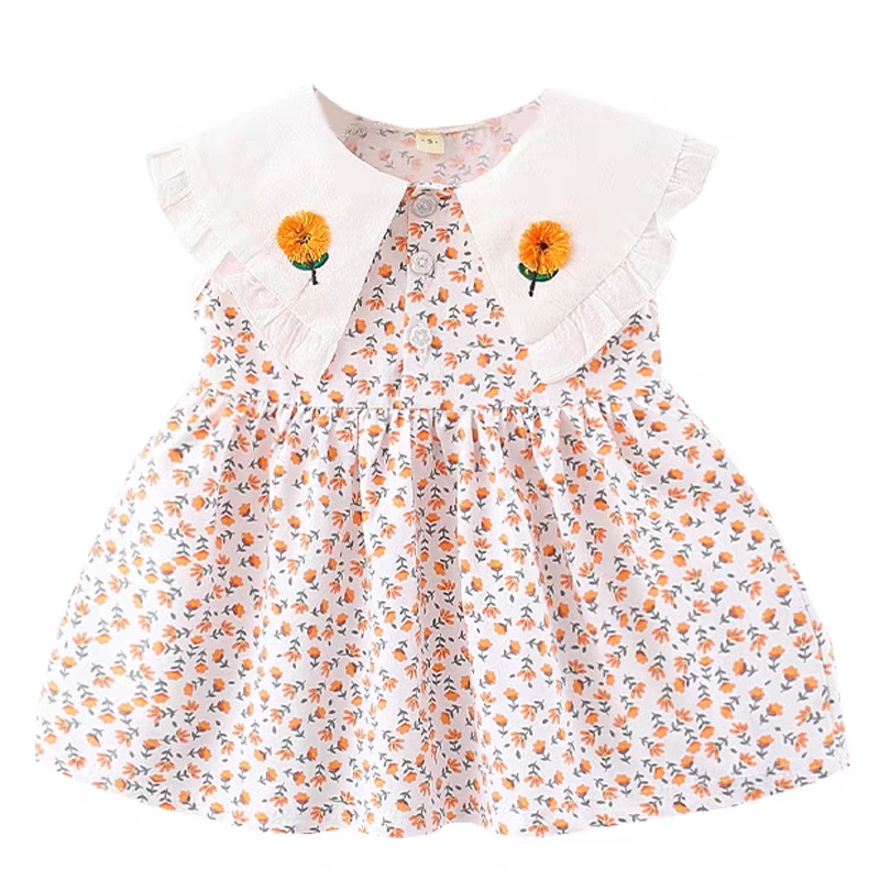 Baby girl dressชุดเด็กผู้หญิงกระโปรงคอปกลูกไม้ดอกไม้1~4ปี