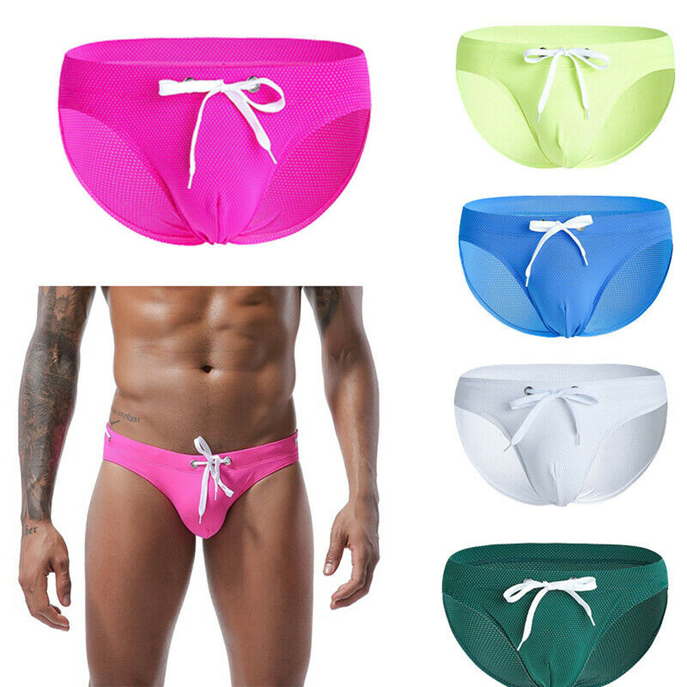 JIAWEIS สีทึบ Multicolor Bulge Pouch กางเกงขาสั้น Breathable สีทึบชุดว่ายน้ำชายหาดขาสั้นบิกินี่กางเกงว่ายน้ำ
