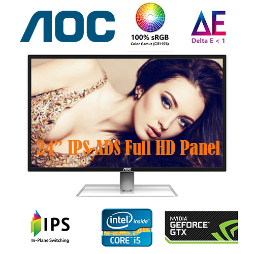 All-in-One Gaming Set + 24" Monitor - IPS-ADS panel 1920x1080 FullHD I5-2500 8GB ram GTX750ti, Color Gamut(CIE76): 100% sRGB,เวิร์กสเตชันสำหรับ photoshop ตัดต่อวิดีโอและเล่นเกมในเคสพีซีเครื่องเดี ราคา 25,000 บาท*ส่งฟรี